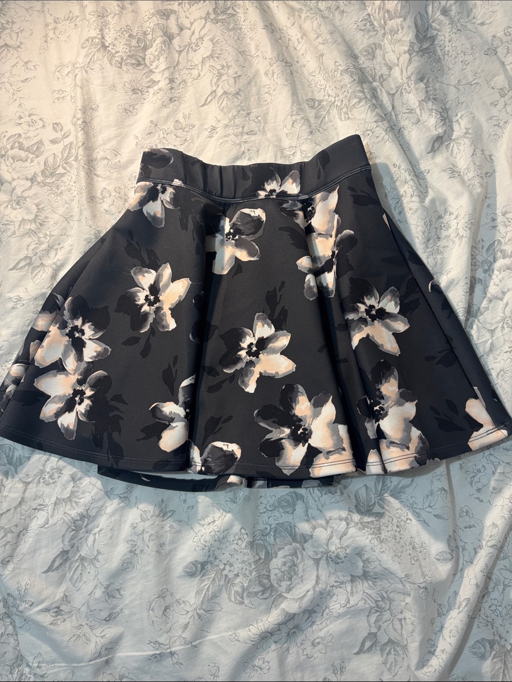 Black Floral A-Line Skirt - Women